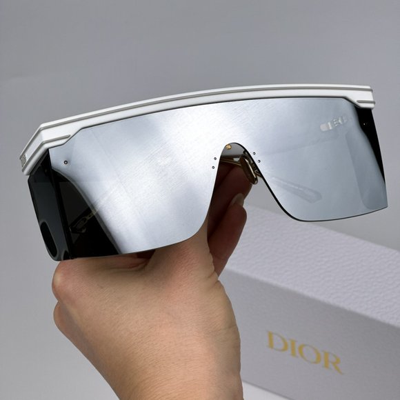 Dior DIORCLUB M1U 51A4 BRAND NEW Sunglasses White Mirror Unisex Oblique Mask - Picture 4 of 13
